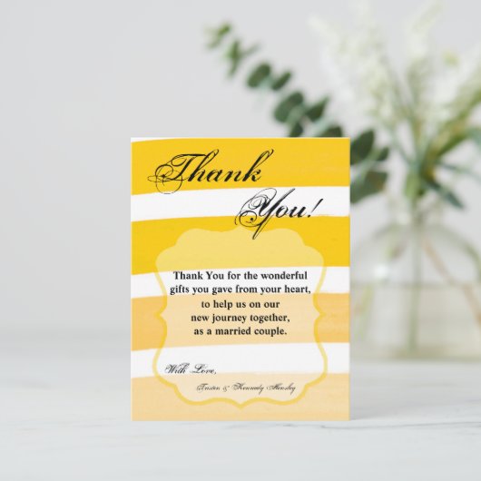 4x5フラットグラデーションサンキューカードストライプ黄色い線 サンキューカード (スタンド正面)