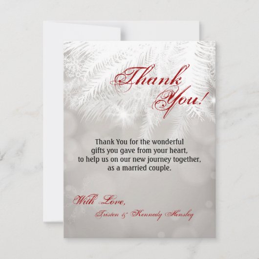 4x5フラットサンキューカードウィンターホワイトパインツリーニー サンキューカード (正面)