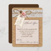 4x5フラットサンキューカードクラフト紙レーストツインボウ サンキューカード (正面/裏面)