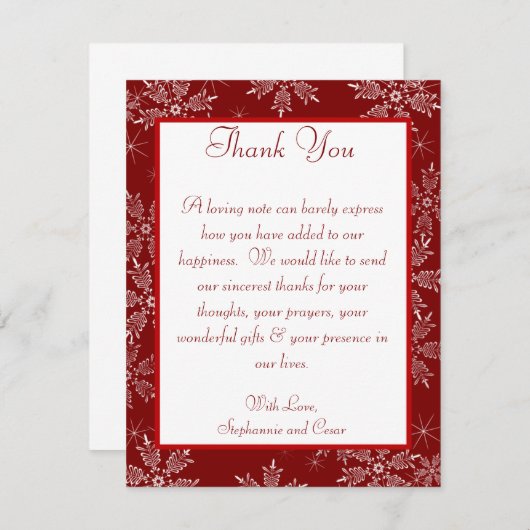 4x5フラットサンキューカードクリスマスレッド 招待状 (正面/裏面)