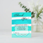 4x5フラットサンキューカードグラデーションストライプティール(緑がかった色)ライン サンキューカード (スタンド正面)