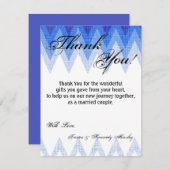 4x5フラットサンキューカードグラデーションブルーシェブロン サンキューカード (正面/裏面)