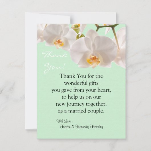 4x5フラットサンキューカードグリーン&オーキッド サンキューカード (正面)