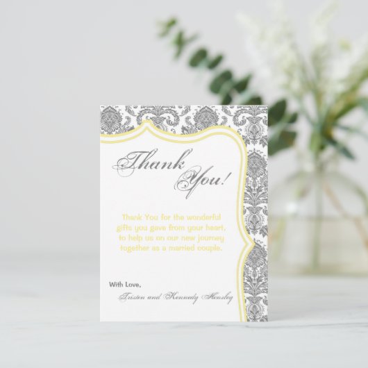 4x5フラットサンキューカードグレーイエローダマスクレース サンキューカード (スタンド正面)