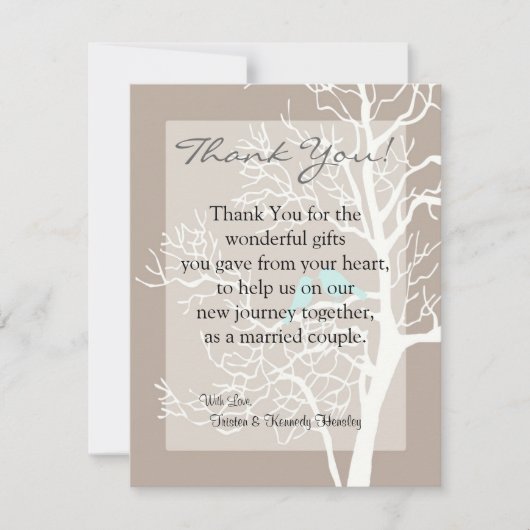 4x5フラットサンキューカードグレーツリーと鳥 サンキューカード (正面)