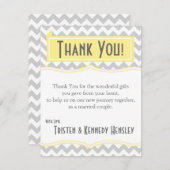 4x5フラットサンキューカードシボストライプロン灰色イエロー サンキューカード (正面/裏面)