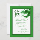 4x5フラットサンキューカードスイート16グリーンパーティー サンキューカード (正面)