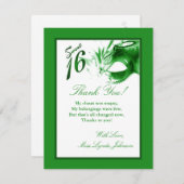 4x5フラットサンキューカードスイート16グリーンパーティー サンキューカード (正面/裏面)