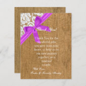 4x5フラットサンキューカードパープルバーラップレース サンキューカード (正面/裏面)
