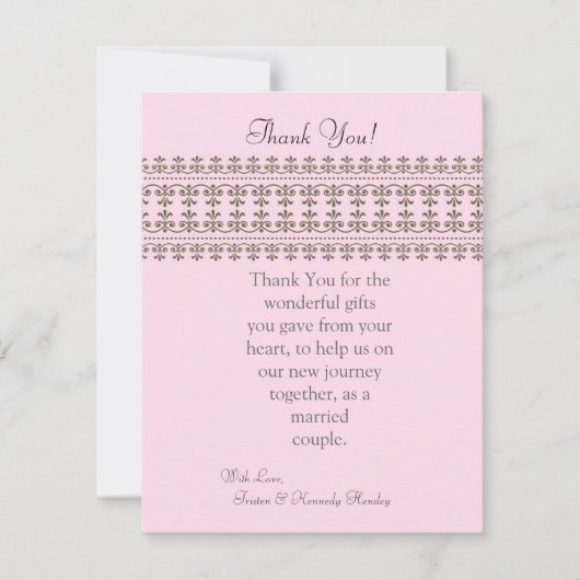 4x5フラットサンキューカードピンクレースフローラ サンキューカード (正面)