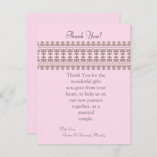 4x5フラットサンキューカードピンクレースフローラ サンキューカード (正面/裏面)