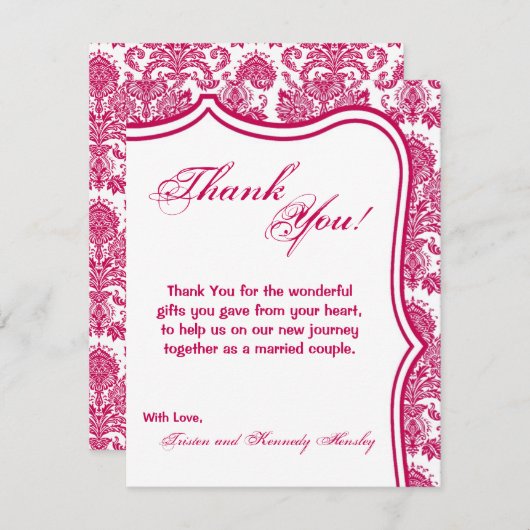 4x5フラットサンキューカードフジアホワイトダマスクレースPr サンキューカード (正面/裏面)