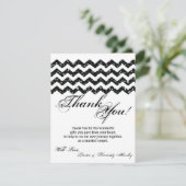 4x5フラットサンキューカードブラックグリッターシェブロン サンキューカード (スタンド正面)