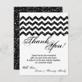 4x5フラットサンキューカードブラックグリッターシェブロン サンキューカード (正面/裏面)