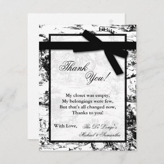 4x5フラットサンキューカードブラックトイレファブリックプリント サンキューカード (正面/裏面)