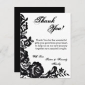 4x5フラットサンキューカードブラックレースダマスクアンティーク サンキューカード (正面/裏面)