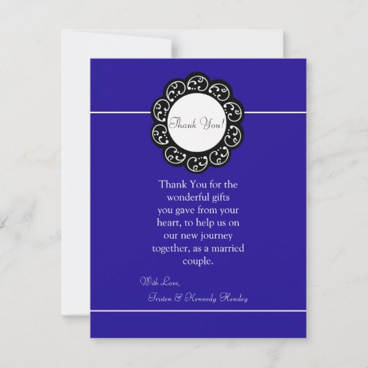 4x5フラットサンキューカードブルーおよびホワイト サンキューカード (正面)