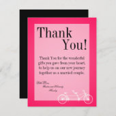 4x5フラットサンキューカードホットピンクブラックダブルバイク サンキューカード (正面/裏面)