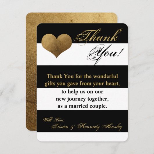 4x5フラットサンキューカードモダンストライプ白黒 サンキューカード (正面/裏面)