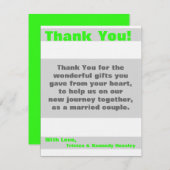 4x5フラットサンキューカードモダンネオンストライプグリーン サンキューカード (正面/裏面)