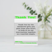 4x5フラットサンキューカードモダンネオンストライプグリーン サンキューカード (スタンド正面)