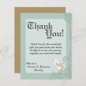 4x5フラットサンキューカードヴィンテージバードカップルフローリ サンキューカード (正面/裏面)