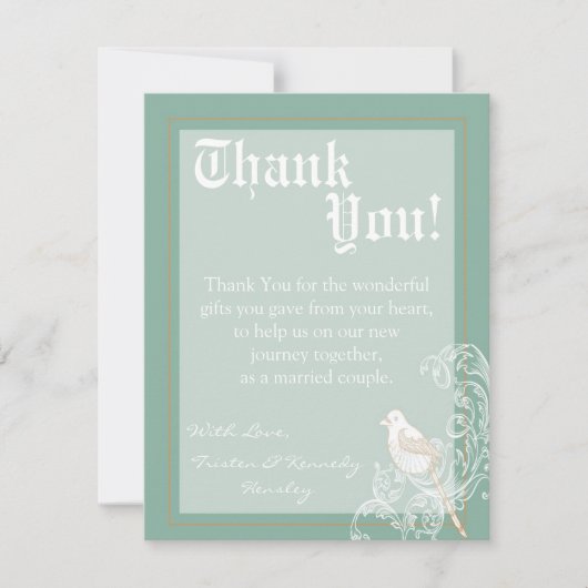 4x5フラットサンキューカードヴィンテージビクトリアラブバード サンキューカード (正面)