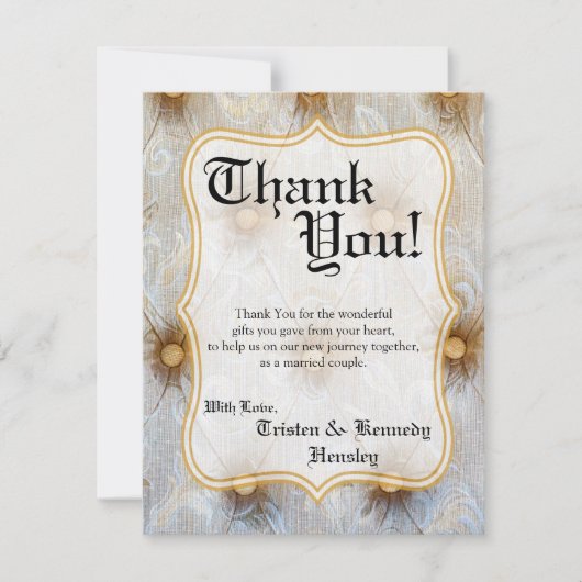 4x5フラットサンキューカードヴィンテージピンタックファブリックテイー サンキューカード (正面)