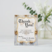 4x5フラットサンキューカードヴィンテージピンタックファブリックテイー サンキューカード (スタンド正面)