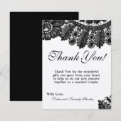 4x5フラットサンキューカードヴィンテージブラックレースドリー サンキューカード (正面/裏面)