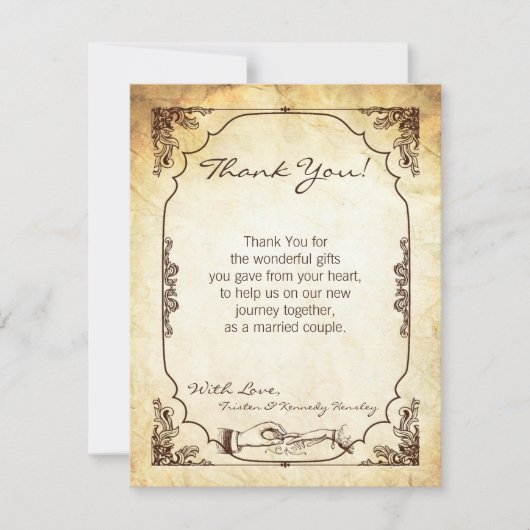 4x5フラットサンキューカードヴィンテージ式リングや輪エクスチ 招待状 (正面)