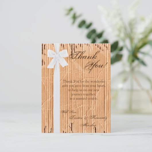 4x5フラットサンキューカード段ボールフラップホワイトリブ サンキューカード (スタンド正面)