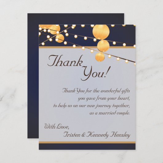 4x5フラットサンキューカード紙提灯オンブルー サンキューカード (正面/裏面)