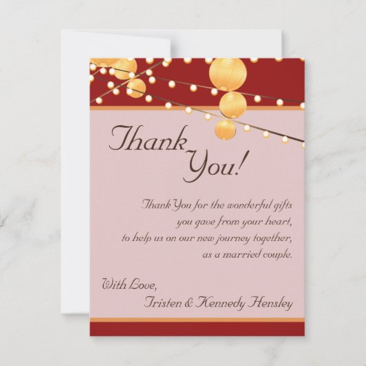 4x5フラットサンキューカード紙提灯オン赤 サンキューカード (正面)