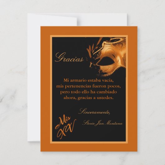 4x5フラットサンキューカードMIS XVオレンジ サンキューカード (正面)