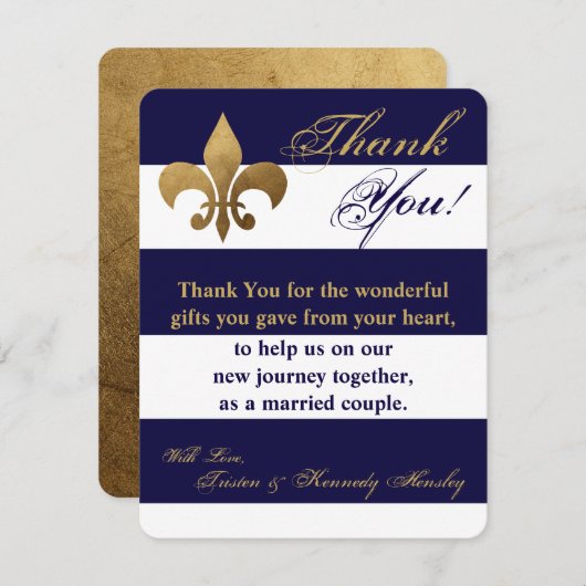 4x5フラットモダンサンキューカードストライプネイビーホワイト サンキューカード (正面/裏面)