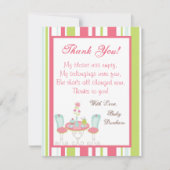 4x5平らなサンキューカードのお茶会のピンクのパステル調の流れ サンキューカード (正面)