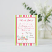 4x5平らなサンキューカードのお茶会のピンクのパステル調の流れ サンキューカード (スタンド正面)