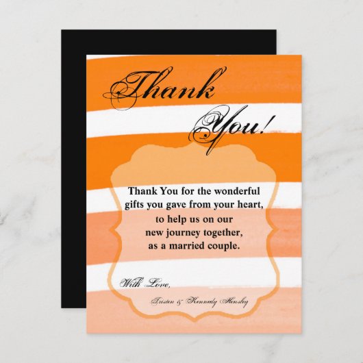 4x5平らなサンキューカードのグラデーションでストライプなオレンジライン サンキューカード (正面/裏面)