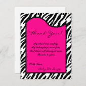 4x5平らなサンキューカードのショッキングピンクのシマウマのプリント サンキューカード (正面/裏面)