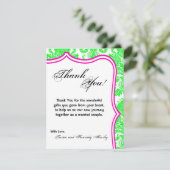 4x5平らなサンキューカードのネオン緑Pinのダマスク織のレース サンキューカード (スタンド正面)