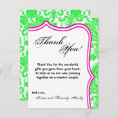 4x5平らなサンキューカードのネオン緑Pinのダマスク織のレース サンキューカード (正面/裏面)