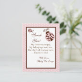 4x5平らなサンキューカードのピンクのてんとう虫 サンキューカード (スタンド正面)