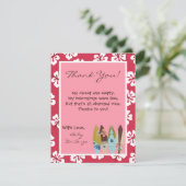 4x5平らなサンキューカードのピンクのハワイのルアウ(ハワイ式宴会) Tropica サンキューカード (スタンド正面)