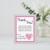 4x5平らなサンキューカードのピンクの花の花びらの花 サンキューカード (スタンド正面)