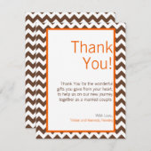 4x5平らなサンキューカードのブラウンのオレンジシェブロン サンキューカード (正面/裏面)