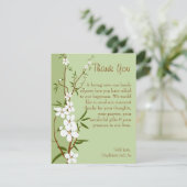 4x5平らなサンキューカードのミズキの花 サンキューカード (スタンド正面)