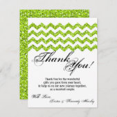 4x5平らなサンキューカードのライムのグリッターのシェブロンのストリップ サンキューカード (正面/裏面)