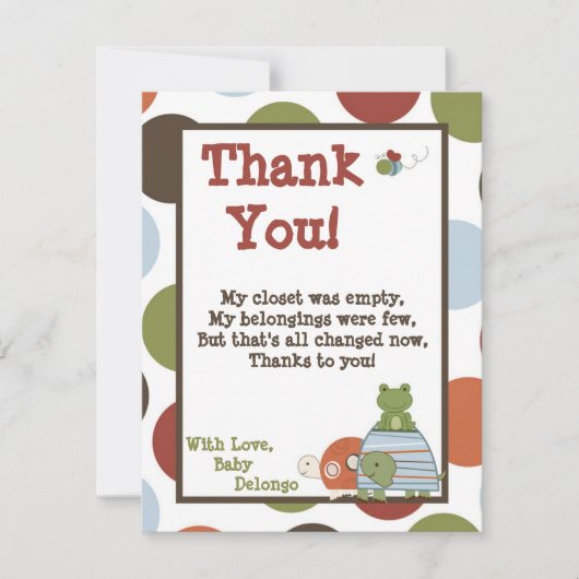 4x5平らなサンキューカードのラグナのビーチのカメのカエル サンキューカード (正面)