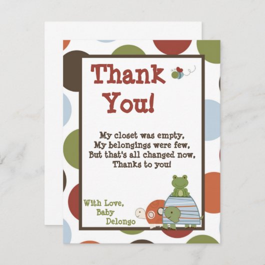 4x5平らなサンキューカードのラグナのビーチのカメのカエル サンキューカード (正面/裏面)